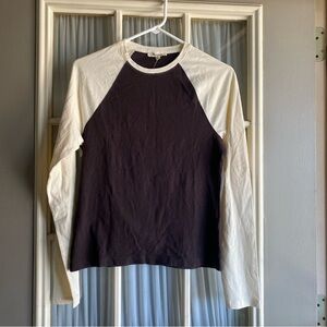 NWT Madewell Raglan Long-Sleeve Baseball Tee - Cream and Brown
